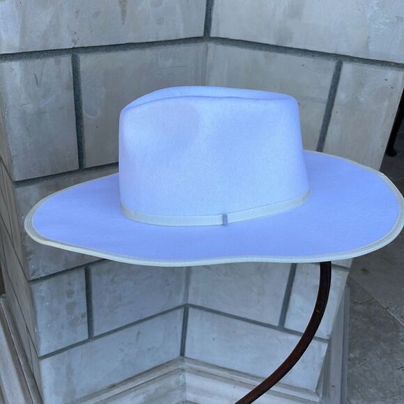 Free People Lucia Wide Brim Felt Hat White NWT - Picture 3 of 10